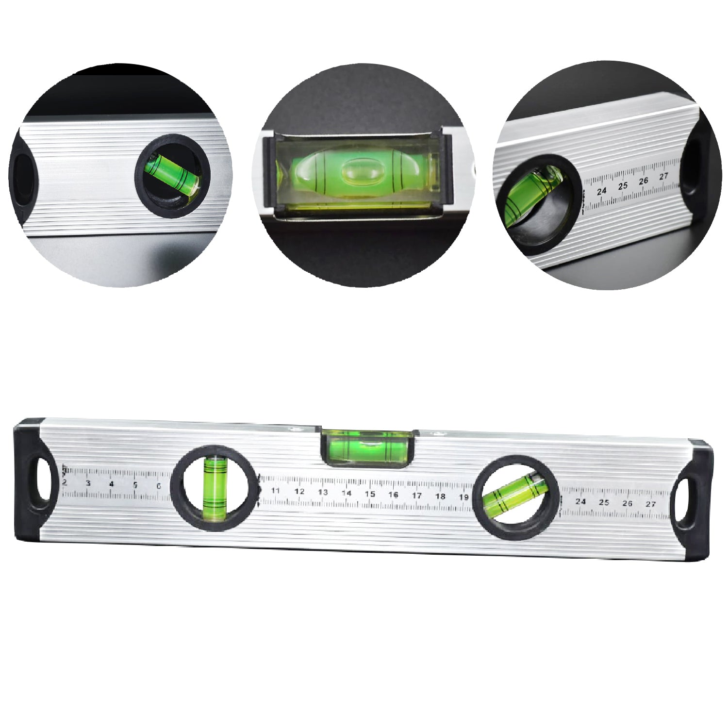 Magnetic 28 cm level ruler, aluminum construction. Magnetic 28 cm level ruler, aluminum construction.
